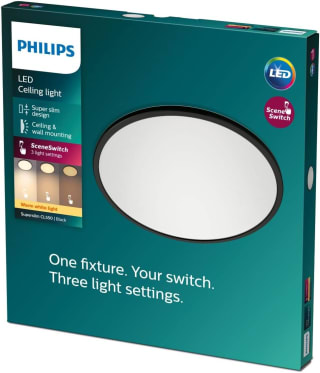 Philips Superslim plafonnière - zwart - groot - warmwit licht - 18 W voor €28,26 met Amazon Prime