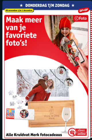 Alle Kruidvat merk fotocadeaus 1+1 gratis en 1+1 gratis op alle foto boeken