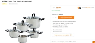 BK Blue Label Cool 5-delige pannenset voor €129,99 bij Blokker