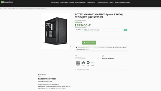 PCTEC GAMING GA21MY Ryzen 5 7600 32GB DDR5-6000 CL 30 NV3 SSD 1TB RX 9070 XT por 1,399€