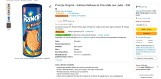 Galletas Príncipe Original Rellenas de Chocolate con Leche 300g por 1,53€