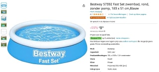 Bestway Fast Set opblaasbaar zwembad (183 x 51 cm) voor €8,99 bij Amazon