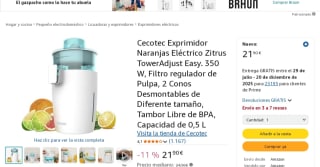 Exprimidor Naranjas Eléctrico Zitrus Toweradjust Easy. 350 W por 21,90€