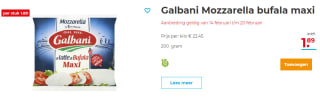 Galbani Mozzarella bufala maxi voor €1,89 bij Hoogvliet