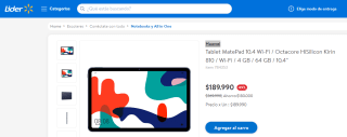 Tablet Huawei Matepad Wi-Fi Octacore Hisilicon Kirin 810 4 Gb 64 Gb 10.4" por $189.990