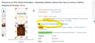 Ambientador Mikados Botanica by Air Wick Varitas Perfumadas de 80 ml por 4,29€
