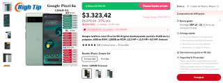 Google Pixel 6A FullSet 128GB por $2,881 en AliExpress