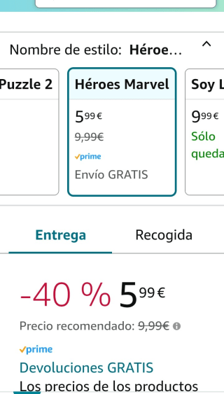 Educa Puzzle Héroes Marvel 500 piezas por 5,99€.