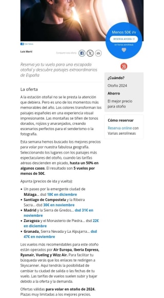 Vuelos en Otoño por España desde 18€ ida/vuelta.