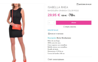 Bandolera Grabada de Cuero Isabella Rhea por 29.95€