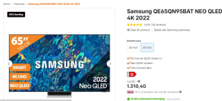 Samsung 65" Neo QLED 4K Smart TV 65QN95B (2022) voor €1.310,40 bij Expert