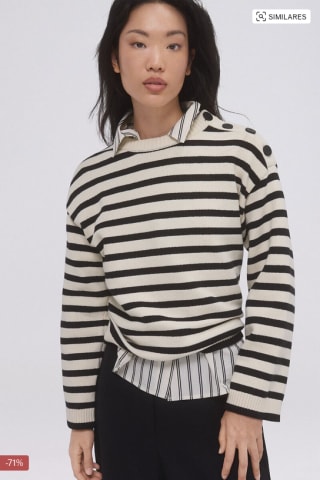 Jersey de rayas con botones Pedro Del Hierro Mujer por solo 35€