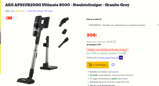 AEG 8000 Ultimate (AP81UB25GG) stofzuiger voor €256 na cashback bij Bol.com
