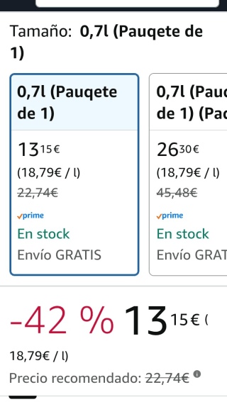 Ballantine's 10 años Whisky Escocés de mezcla 700ml por13,15€.