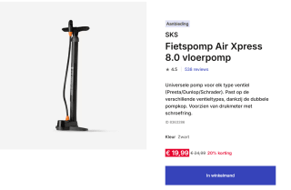 Air-X-Press 8.0 van SKS lichtgewicht fietspomp voor €19,99 bij Decathlon