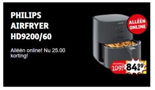 Philips Airfryer HD9200/60 voor €84,99 bij Kruidvat