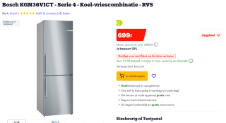 Bosch koel/vries combi KGN36VICT voor €699 bij Bol.com