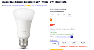 PHILIPS HUE Bluetooth - White - E27 - 1-pack voor €12,95 bij Bol.com
