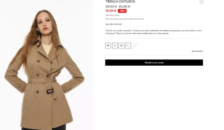 Trench con cuello camisero y cinturon para Mujer por 12.99€