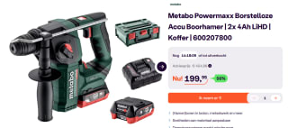 METABO POWERMAXX BH 12 BL 16 12V accu-hamer in metaBOX voor €199,95 bij ibood