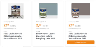 Verschillende kleuren Flexa Couleur lak voor €2,50 bij Devoordeelmarkt