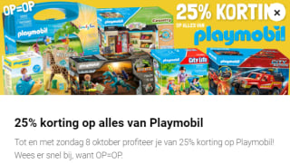 25% korting op alle Playmobil artikelen bij Lobbes