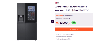 LG InstaView amerikaanse koelkast voor €1.599 bij Ibood