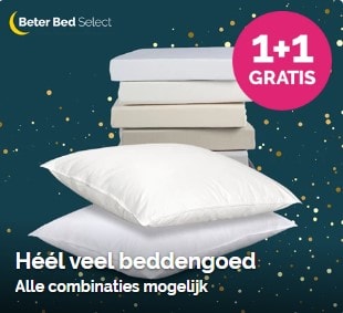 1+1 gratis op hoeslakens, moltons en kussens bij Beter Bed