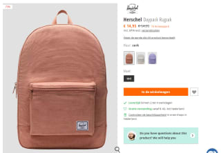 Rugzak Herschel Supply Co. Classic voor €14,95 bij Blue-tomato