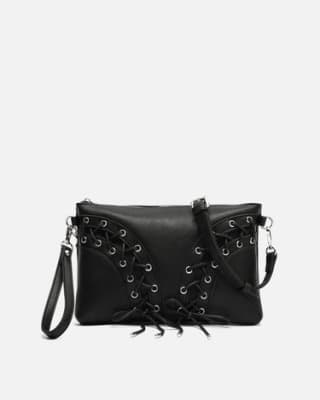 Bolso bandolera pequeño con detalles metálicos y asa de mano por 9€