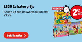 Alle Lego t/m €29,99 2e halve prijs bij Kruidvat