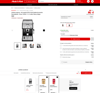 2 cafes DE'LONGHI CAFETERA expresso y cappuccino ECP33.21.BK Bomba Thermoblock 15 bar 1100W por 99€