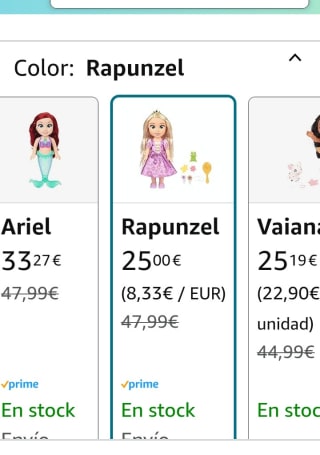 Disney Princesas Muñeca Cantante Rapunzel por 25€.
