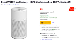 Beko ATP7100I Luchtreiniger met HEPA-filter voor €61 bij Bol