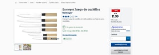 Juego de 6 cuchillos de estilo asiático con hoja de acero inoxidable Esmeyer por 11,99€