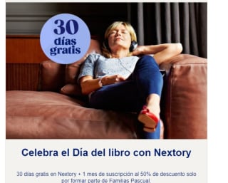 30 días gratis en Nextory + 1 mes de suscripción al 50% de descuento