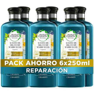 Pack de 6×250ml Herbal Essences bio:renew Aceite De Argán De Marruecos Reparación Champú por 11,67€.