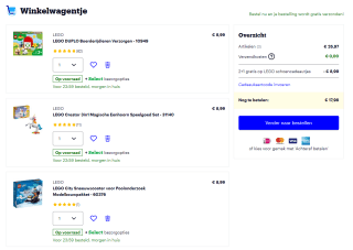 2+1 gratis op LEGO schoencadeautjes bij Bol.com