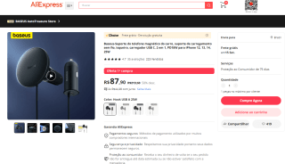 Suporte Magnético para carga de Telefone para Carros - R$ 87,90