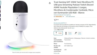 Micrófono PC USB Trust Gaming GXT 236W Yami por 17,99€