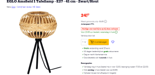 EGLO Amsfield 1 Tafellamp voor €24,67 bij Bol