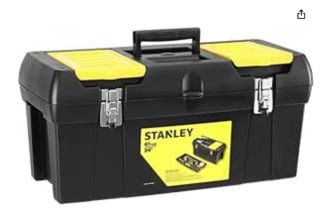 Caja de Herramientas Stanley Milenium, Resistente Polipropileno, Bandeja Extraíble, Organizadores en Tapa, Cierres Metálicos, Asa Bimaterial por 10.95€
