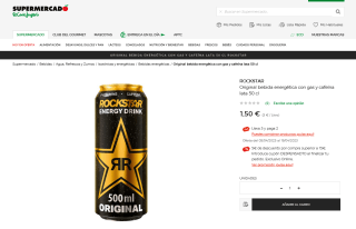 Bebida ROCKSTAR energética con gas y cafeína lata 50c 15 latas por 10€