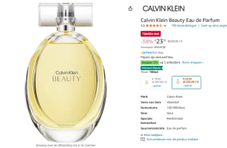 100ML Calvin Klein Beauty Eau de Parfum voor €23,35 bij Amazon