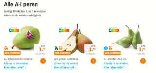 40% korting op alle Peren bij de AH