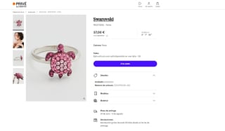 Anillo, Mustique Mar Life Tortugas rosa Swarovski por 37€