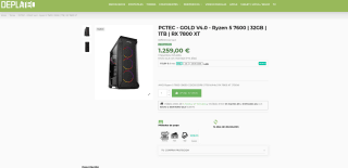 PCTEC GOLD V4.0 Ryzen 5 7600 32GB 1TB RX 7800 XT por 1,259€