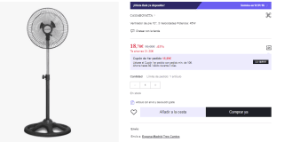 Ventilador de pie 10", 3 Velocidades Potencia: 45W por 18.7€ (Cuenta Nueva 11.22€)