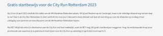 Gratis startbewijs voor de City Run Rotterdam 2023