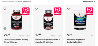 1+2 gratis op alle Lucovitaal Magnesium producten bij de Etos